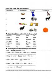 English worksheet: simple exercises 