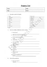 English Worksheet: progress test
