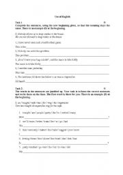 English worksheet: Use of English and Writing