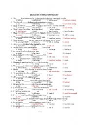 English Worksheet: TENSES IN COMPLEX SENTENCES  (MCQ)