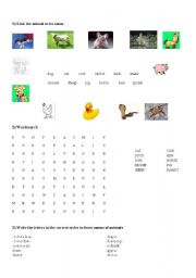 English worksheet: animals