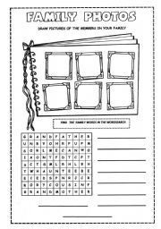 English Worksheet: family photos