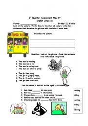 English assessment worksheet