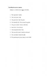 English Worksheet: subjectverbagreement_animals