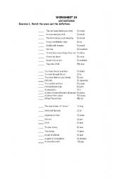 English worksheet: ESL vocabulary intermediate