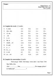 Happy street 1 (Final exam) (unit 1-5)