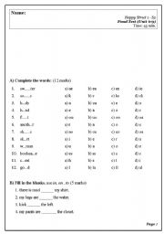 English Worksheet: Happy street 1 (Final exam) (unit 6-9)