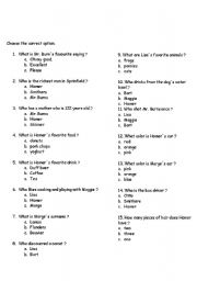 English worksheet: The Simpsons Multiple choice 30 questions 