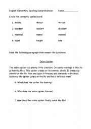 English Worksheet: Spelling / Comprehension worksheet. A good warmer or follow on.