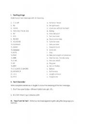 English worksheet: Texting Lingo
