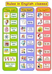 English Worksheet: Rules in English classes - poster