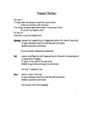 English worksheet: present perfect explanation