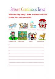 English worksheet: worksheet of present continuous tense