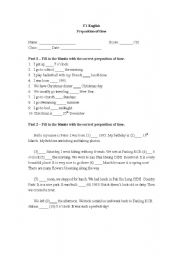 English Worksheet: Prepositions of Time Quiz