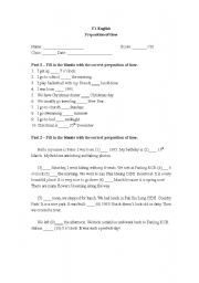 English worksheet: Prepositions of Time Quiz