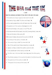 English Worksheet: Th Usa and Uk - quiz 1