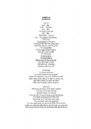 English Worksheet: Vocabulary exercise song Umbrella by Rihanna