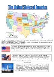 English Worksheet: The USA - reading comprehension