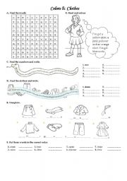 English Worksheet: clothes and colors