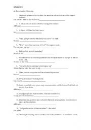 English worksheet: reprasing exercise
