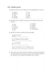 English worksheet: Vocabulary exercise
