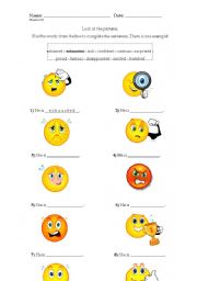 English Worksheet: feelings