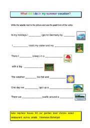 English worksheet: Summer vacation (part1)