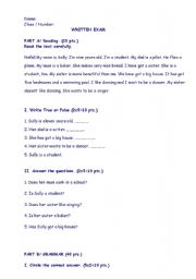 English worksheet: Written exam