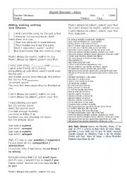 English worksheet: music - exercise