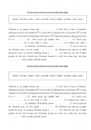 English Worksheet: Gap-filling about Christmas