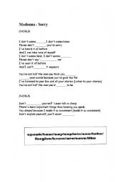 English worksheet: Sorry - Madonna