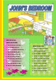 English Worksheet: Johns Bedroom - There to be