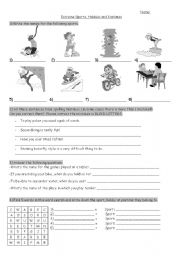 English worksheet: pastimes and hobbies