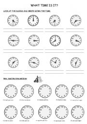 English Worksheet: What time is it?