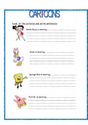 English worksheet: Clothes & Cartoons 2/3