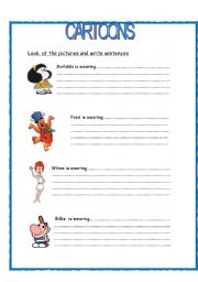 English Worksheet: Clothes & Cartoons 3/3