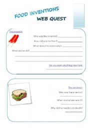 English Worksheet: food inventions webquest