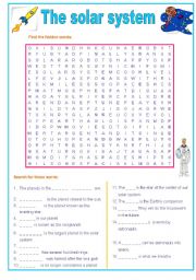 English Worksheet: The solar system wordsearch : planets and more