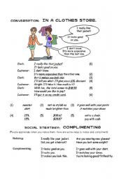 English Worksheet: conversation in a clothes store
