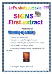 VIDEO TIME - SIGNS (M. Night Shyamalan) - Extract # 1 (COMPREHENSIVE PROJECT, 12 PAGES, 29 TASKS, COMPLETE ANSWER KEY), 