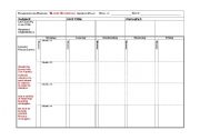 English Worksheet: Weekly Lesson plan  Template , Fill in the boxes -- Thats easy!