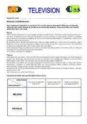 English Worksheet: Television