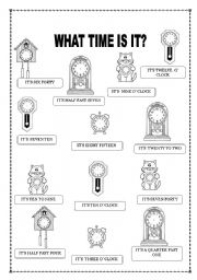 English Worksheet: WHAT TIME IS IT?