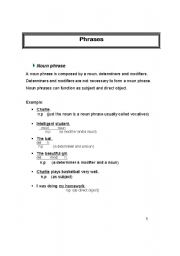English worksheet: PHRASES GRAMMAR GUIDE