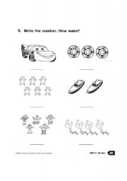 English Worksheet: count and write the number of these toys