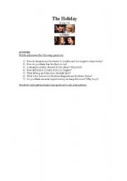 English worksheet: Movie: The Holiday (El Descanso) Scenes 7 and 8