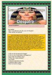 English Worksheet: Reading comprehension(Cleopatra)