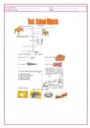 English worksheet: Test School Objects