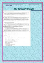 English Worksheet: Reading Comprehension The Bermudas Triangle