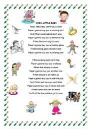 English Worksheet: HUSH LITTLE BABY - SONG